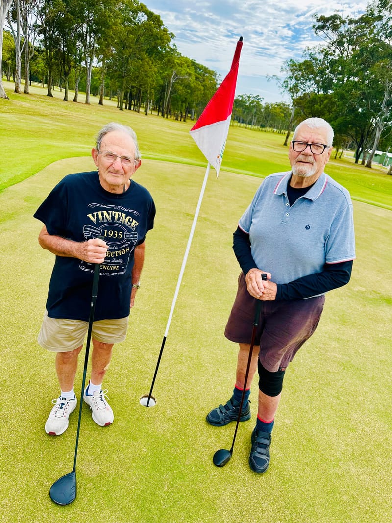 Still swinging at 90+. Hervey Bay golf duo prove age is no barrier post image